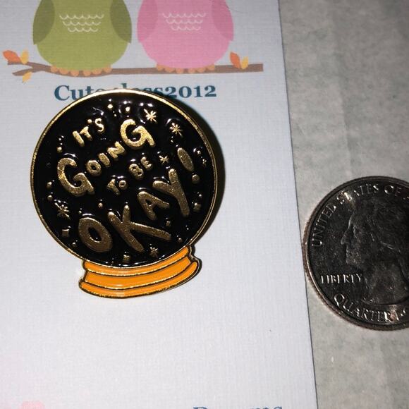 I’m Going to be Ok Crystal Ball Pin Brooch - Picture 1 of 2